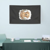 Bloemige Golden Retriever Sublimatie Spandoek (Beurs)