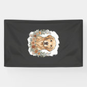 Bloemige Golden Retriever Sublimatie Spandoek (Horizontaal)