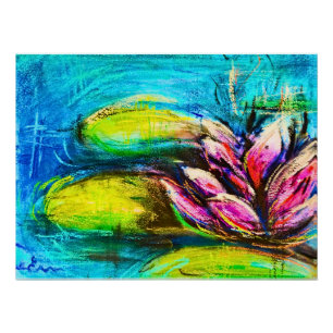 Bloemige golven van kalmte   Abstracte zen bloemsc Perfect Poster