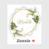 Bloemige Gouden Calla Lelieën Meisjesnaam Geometri Sticker (Vel)