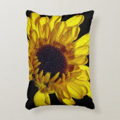 Bloemige gouden geel zwart abstracte artistieke de accent kussen (Voorkant(Verticaal))