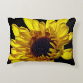 Bloemige gouden geel zwart abstracte artistieke de accent kussen (Achterkant)