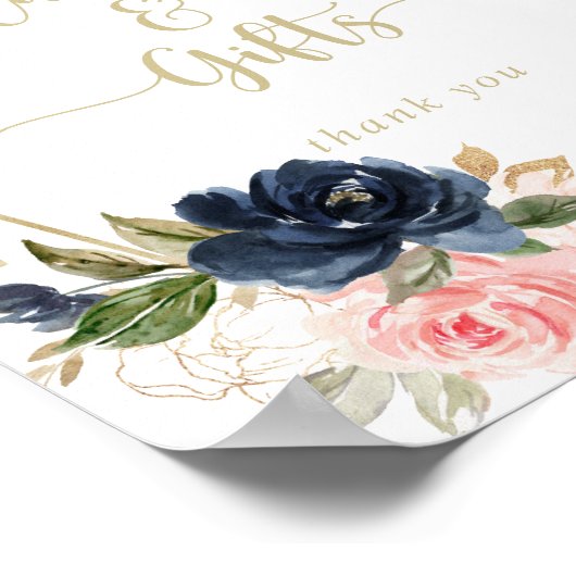 Bloemige Gouden Geometrische Kaarten en Cadeaubord Poster (Hoek)