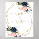 Bloemige Gouden Geometrische Kaarten en Cadeaus Bo Poster (Voorkant)