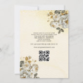 Bloemige Gouden QR Code Prinses Quinceanera Kaart (Achterkant)
