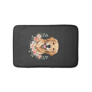 Bloemige Gouden Retriever Hond Portret Sublimatie Badmat