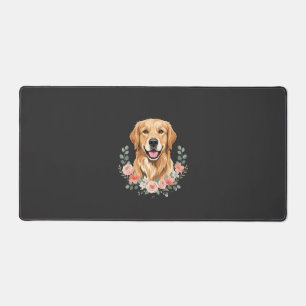 Bloemige Gouden Retriever Hond Portret Sublimatie Bureaumat