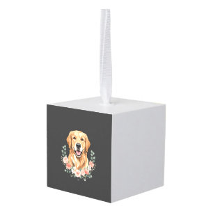 Bloemige Gouden Retriever Hond Portret Sublimatie Decoratie