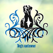 Bloemige Great Dane Sticker / Plakker (Vel 3)