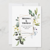 Bloemige groen uitnodiging om de datum te reserver (Voorkant)