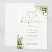 Bloemige groene 50e verjaardagsfeestje kaart (Voorkant / Achterkant)