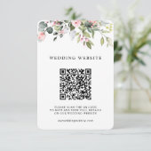 Bloemige Groene Blad QR Code & Foto Bruiloft Informatiekaartje (Staand voorkant)