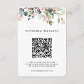 Bloemige Groene Blad QR Code & Foto Bruiloft Informatiekaartje (Voorkant)