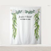 Bloemige groene bladeren boog bruiloft achtergrond wandkleed (Voorkant)