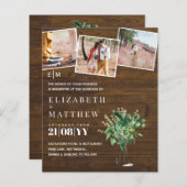 Bloemige groene bladrijke trouwuitnodiging budget (Voorkant / Achterkant)