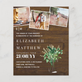 Bloemige groene bladrijke trouwuitnodiging budget