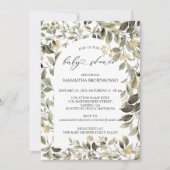 Bloemige groene budget babyshower kaart (Voorkant)