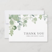 Bloemige Groene Dankkaart met Vallende Bladeren Bedankkaart (Voorkant)