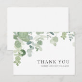 Bloemige Groene Dankkaart met Vallende Bladeren Bedankkaart (Voorkant / Achterkant)