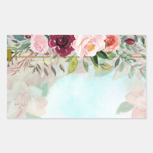 Bloemige groene elegant rechthoekige sticker (Voorkant)