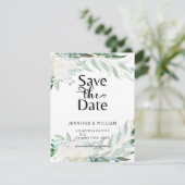 Bloemige Groene Elegante Save The Date Kaart (Staand voorkant)