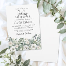 Bloemige Groene Eucalyptus Baby Borrel
