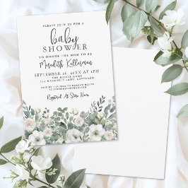 Bloemige Groene Eucalyptus Baby Borrel Kaart