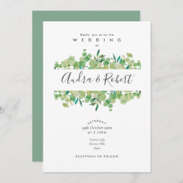 Bloemige groene eucalyptus bloemenslingers bruilof kaart