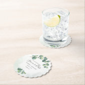 Bloemige Groene Eucalyptus Creatieve Save The Date Kartonnen Onderzetters (Insitu)