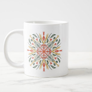 Bloemige Groene Geel Oranje Boheemse Kunst Grote Koffiekop