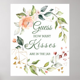 Bloemige groene Guess How Many Kisses spel Poster
