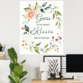 Bloemige groene Guess How Many Kisses-spel Poster (Thuiskantoor)