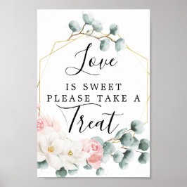 Bloemige Groene Liefde Is Zoete Favorieten Bord Poster