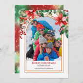 Bloemige Groene Maak Uw Eigen Aangepaste Foto Feestdagenkaart (Voorkant / Achterkant)