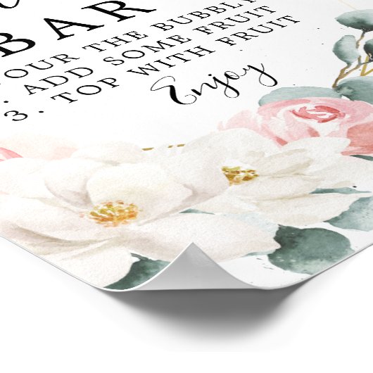 Bloemige groene mimosa bar bord poster (Hoek)