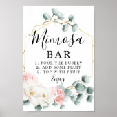 Bloemige groene mimosa bar bord poster (Voorkant)