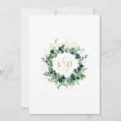 Bloemige Groene Monogram 50ste Trouwdag Kaart (Achterkant)