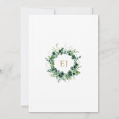 Bloemige Groene Monogram Levendviering Kaart (Achterkant)
