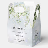 Bloemige Groene Monogram Winter Bruiloft Bedankdoosjes (Geopend)