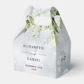 Bloemige Groene Monogram Winter Bruiloft Bedankdoosjes (Voorkant Zijde)
