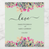 Bloemige groene munt voedsel- en fleslabel wijn etiket (Enkel label)