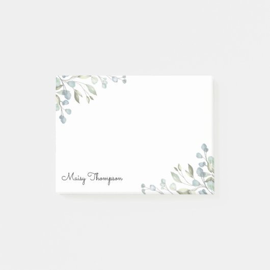 Bloemige Groene Rand Monogram Naam Post-it® Notes (Voorkant)