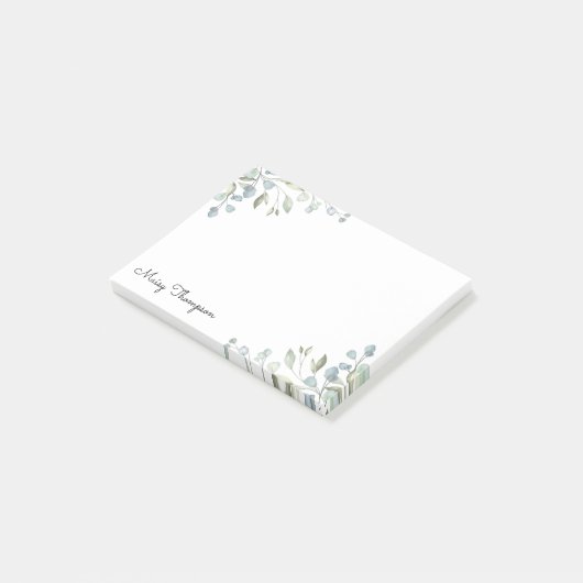 Bloemige Groene Rand Monogram Naam Post-it® Notes (Schuin)