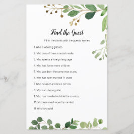 Bloemige groene waterverf vind de gast spel