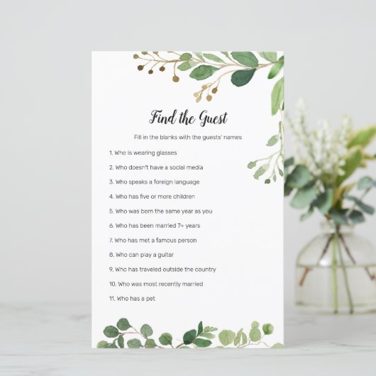 Bloemige groene waterverf vind de gast spel (Staand voorkant)