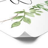 Bloemige groene welkomstbord bruiloft of shower poster (Hoek)