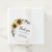 Bloemige Groene Zonnebloem Script Bruidsdouche Bedankjes Labels (In situ)