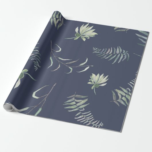 Bloemige groenvoorziening cadeaupapier (Uitgerold)