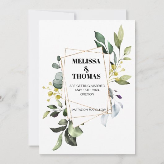 Bloemige groenvoorziening Save The Date uitnodigin Kaart (Voorkant)