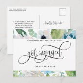 Bloemige Groenvoorziening, Verloving, Verloofd Aankondigingskaart (Voorkant / Achterkant)